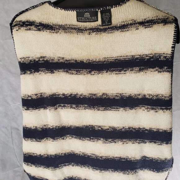 Structure Retro Cardigan 90s Sweater Button Vest Men XL Eclectic Grandpa V-Neck - Picture 7 of 16